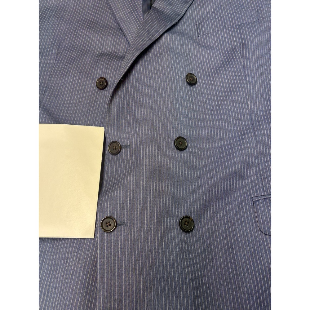 Lauren Ralph Lauren Mens 48L Blue Pinstripe 100% Wool Double Breasted Blazer - Picture 2 of 15